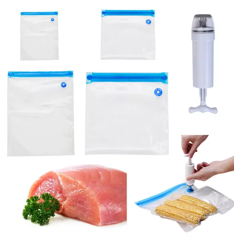 

NEW2022 Kitchen Vacuum Bag Food Meat Vegetable Fruit Keep Fresh Seal Bags Multi-Functional Reusable Pe Transparent Compression B