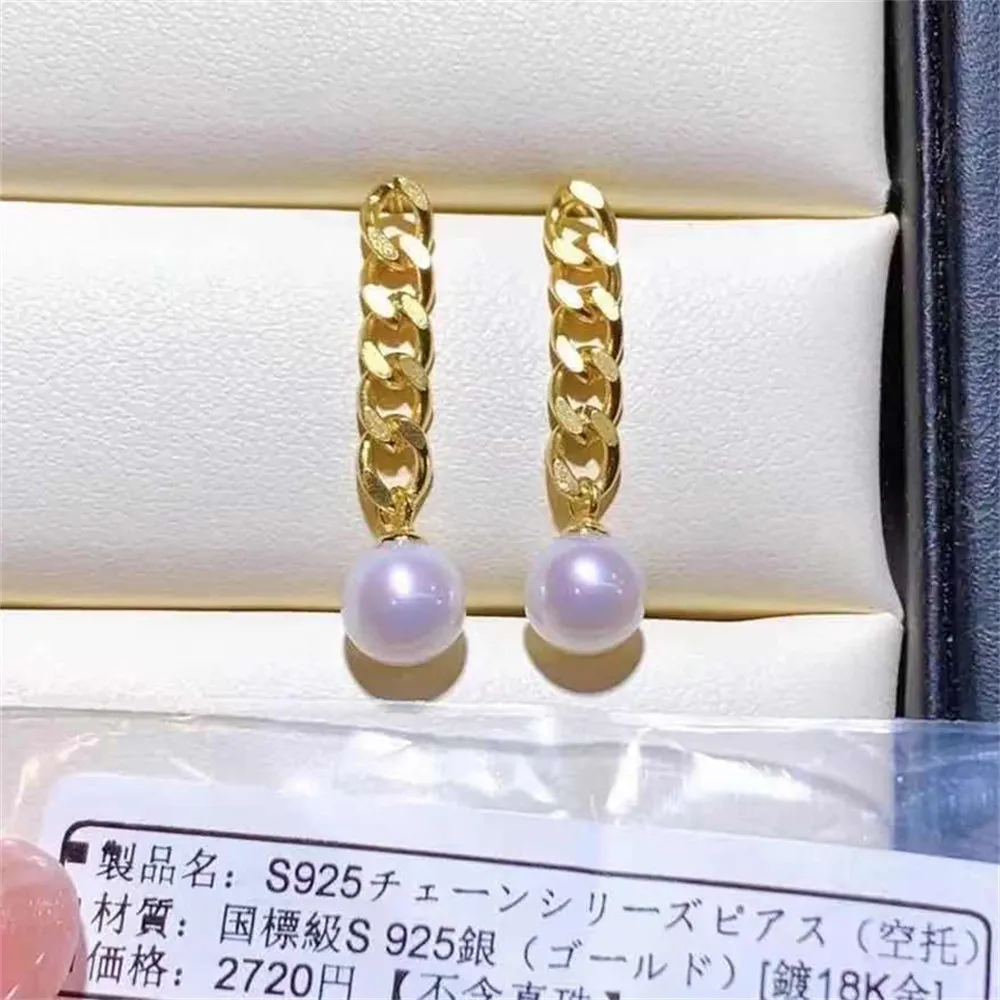 

Жемчужные серьги «сделай сам», аксессуары для ногтей, ювелирные изделия из стерлингового серебра 925 пробы, модные золотые пустые бусины раз...