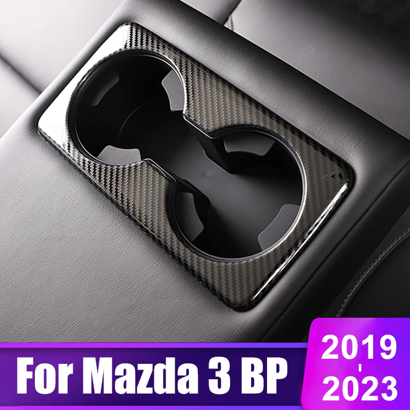 For Mazda 3 BP 2019 2020 2021 2022 2023 Stainless Steel Car Seat Back Row Water Cup Holder Cover Frame Trim Sticker Accessories