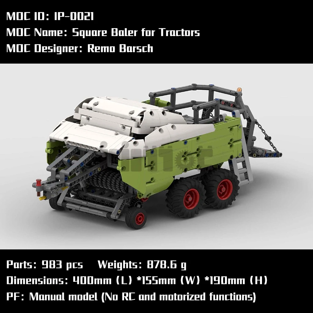 

Силовой пресс-подборщик MOC, 32054, подходит для 983 шт., технология сращивания строительных блоков для сборки, Новогодний подарок