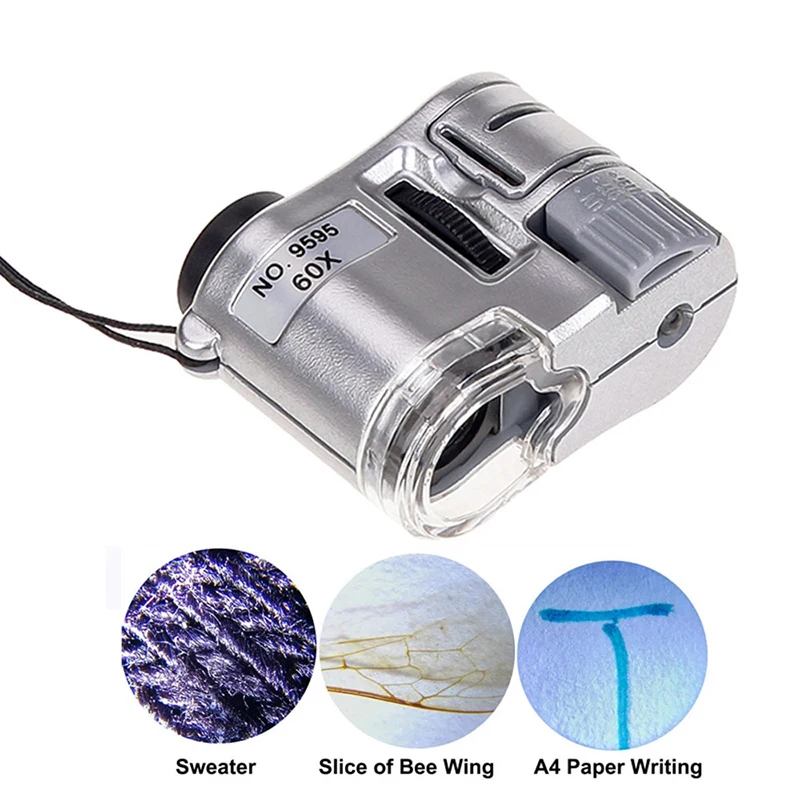 

60X Handheld Magnifying Loupe Antique Jewelry Currency Identification Magnifier with LED Light Mini Pocket Microscope Loupe