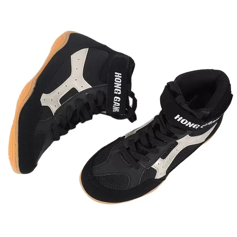 High Top Unisex Boxing Shoes Professional Wrestling Fighting Weightlifting Shoes Breathable Wrestling Sneaker Anti-Slip Sole