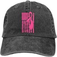 breast cancer awareness ribbon american flag menwomen adjustable baseball caps yarn dyed denim trucker hat