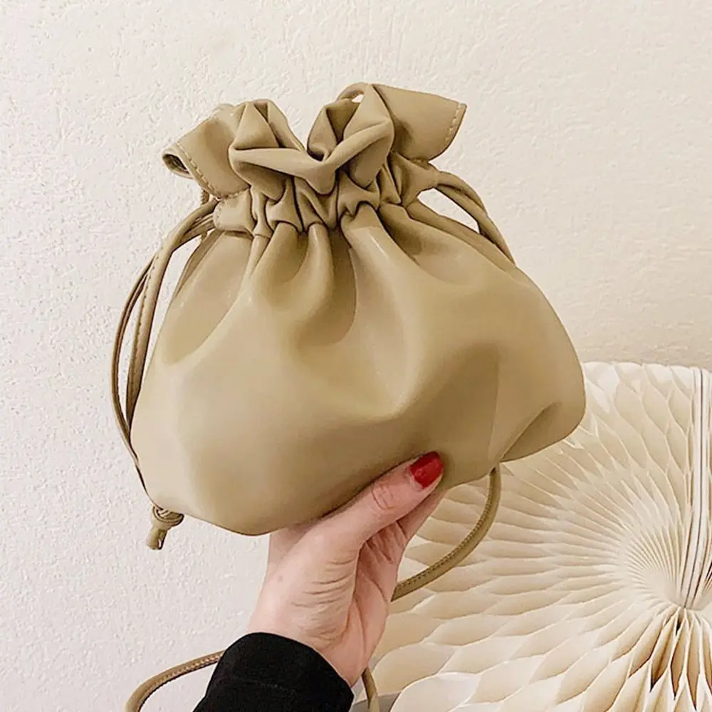 

Дизайнерская сумка-мешок из искусственной кожи на шнурке для женщин, корейская модная сумка на плечо, сумки из мягкой кожи, женские повседневные сумки через плечо