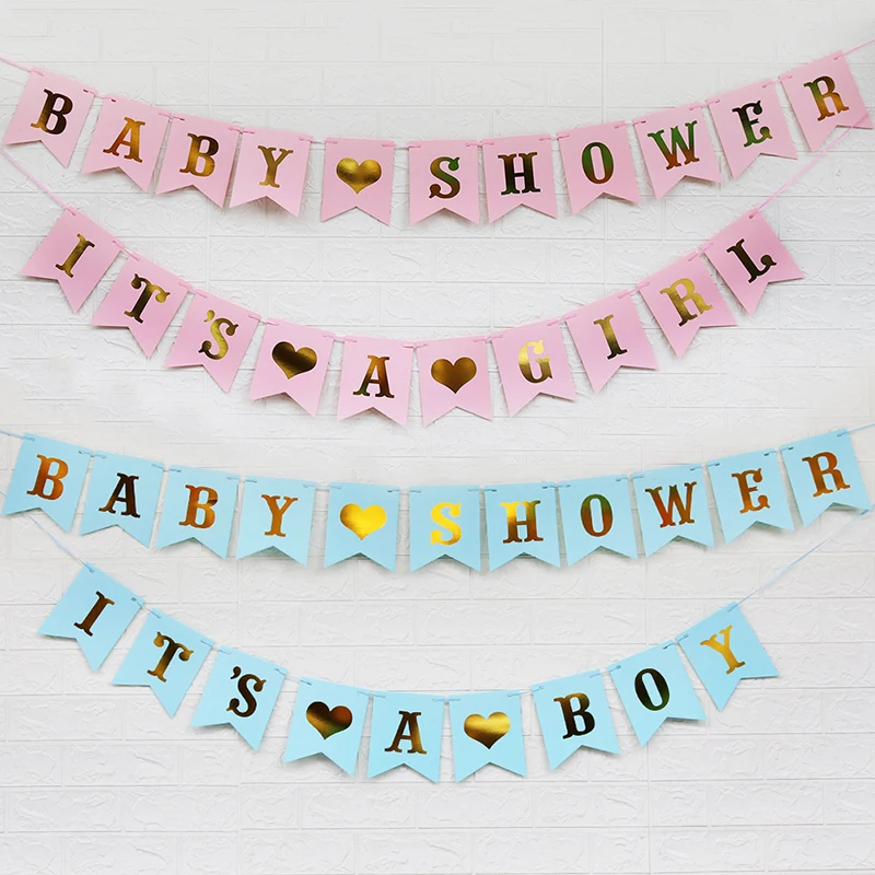 

Boy Girl Baby Shower Banner Its A Girl Boy Bunting Garland Chic Party Hanging Decoration Gender Reveal Paper Photo Props