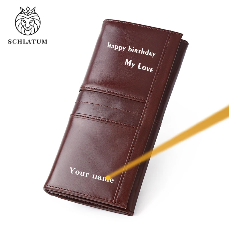 Женский кошелек из натуральной кожи с гравировкой под заказ