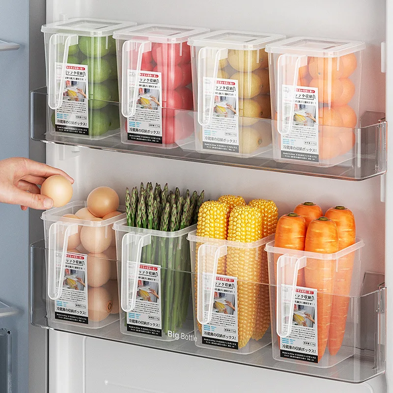 

Refrigerator Side Door Storage Box Food Vegetable Fruit Eggs Fresh Organizer with Handle Household Kitchen Fridge Containers Box