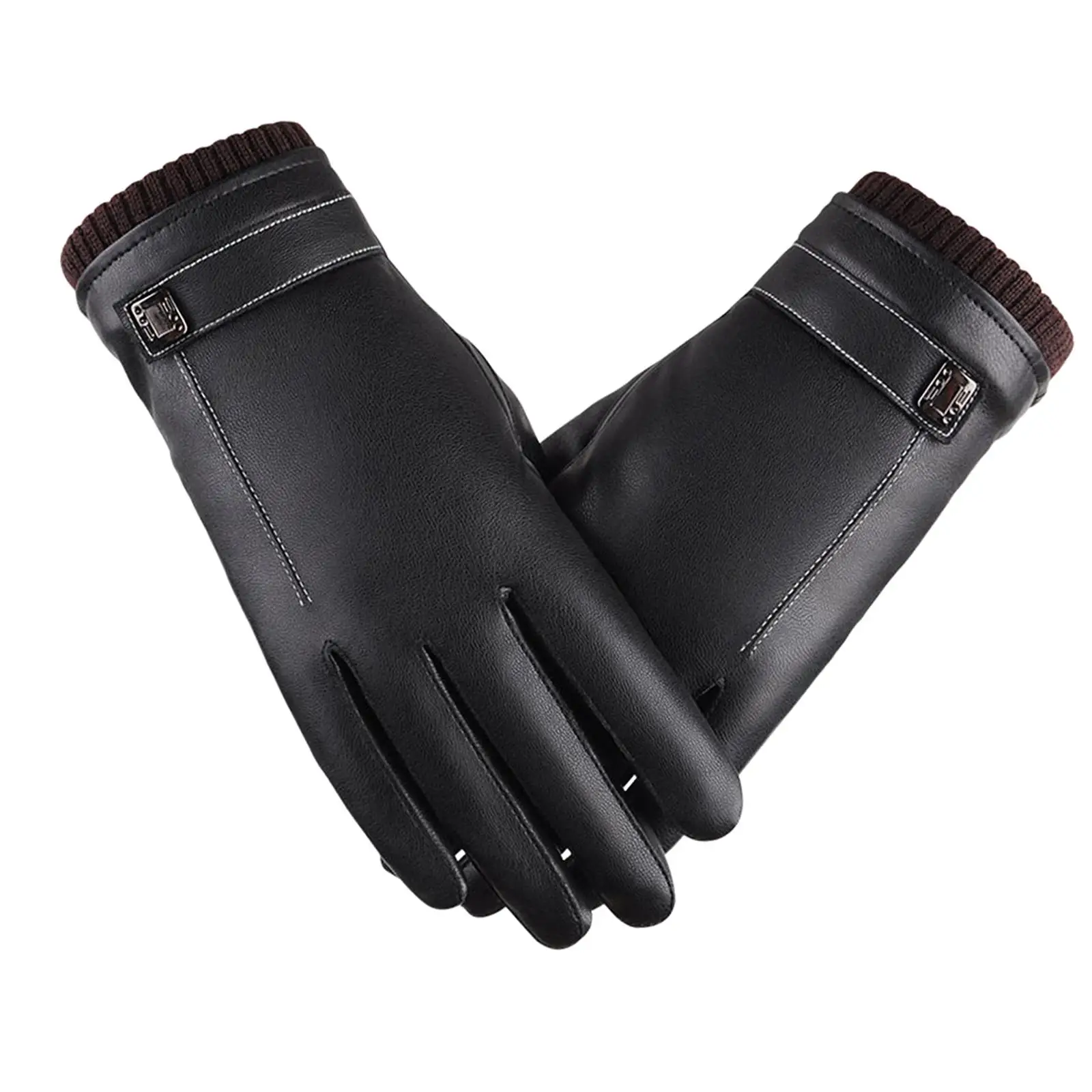 

PU Leather Womens Winter Gloves Touchscreen Portable Thermal Waterproof Cold Weather Gloves for Running Outdoor Cycling Driving