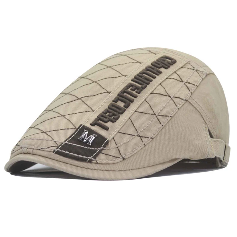 

New Men's Casual Newsboy Hat Letter Print Retro Beret Hat Wild Peaked Caps Unisex Spring And Autumn Octagonal Cap New