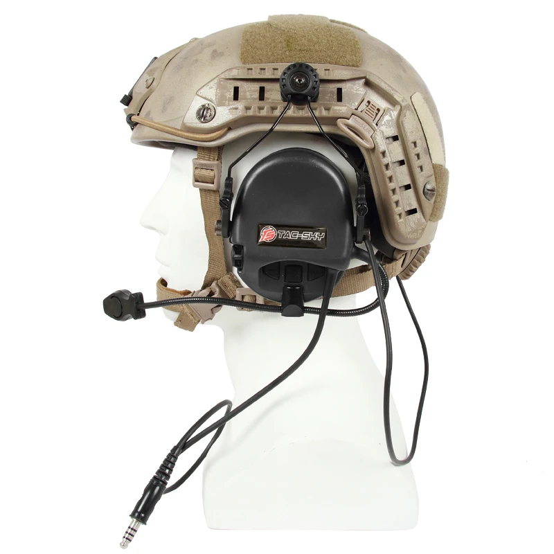 TS TAC-SKY Tactical Headphones TEAHEADSET Hi-Threat Tier 1 Silicone Earmuffs Version Noise Cancelling Pickup Shooting Headphones