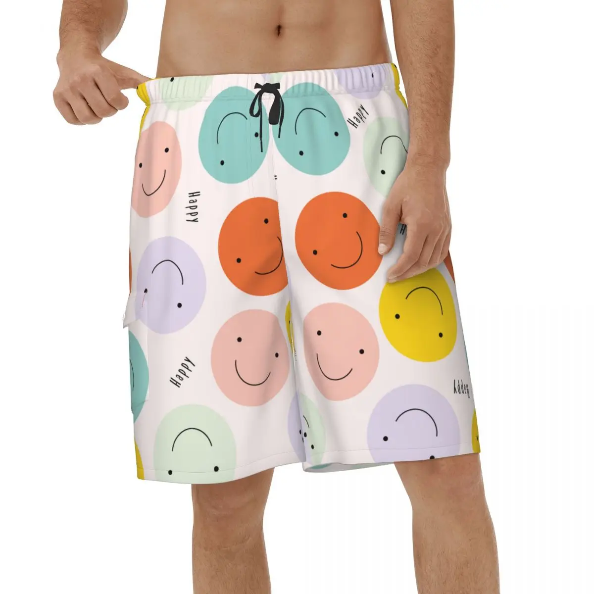 

Smiling Pattern Colorful 3D Beach Shorts Men Summer Fashion Swimsuits Swimming Trunks Breathable Running Vacation Board Shorts