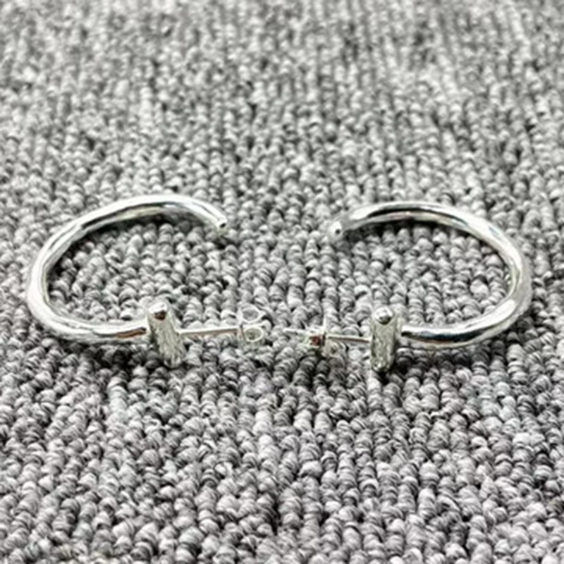 

Spanish Original Fashion Electroplating 925 Silver Color Gold Pin Stud Semicircle Earrings Simple Jewelry Gift fit unode50