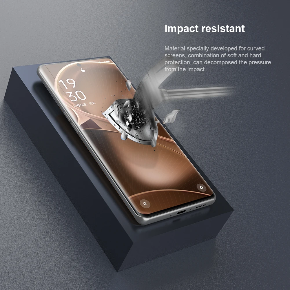 Nillkin for OPPO Find X6 Pro, 2 Pcs Impact Resistant Curved Screen Protection Full Glued Curved Protective Film