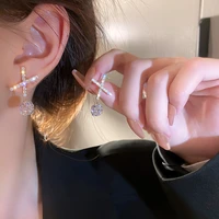 luxury elegant korean fashion diamond x shaped tassel earrings for women advanced exquisite temperament versatile jewelry gifts