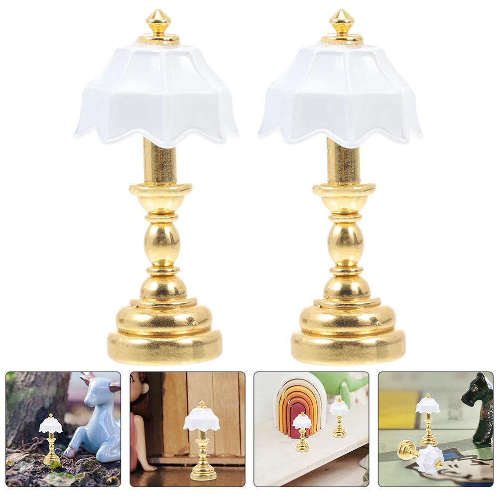 

Dollhouse Table Lamp Creative Mini Adornment Delicate Bedside Light Metal Decor