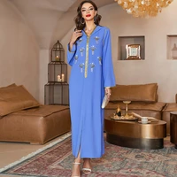 eid mubarak caftan blue abaya dubai turkey islam muslim arabic long dress abayas for women kaftan robe de soiree djellaba femme