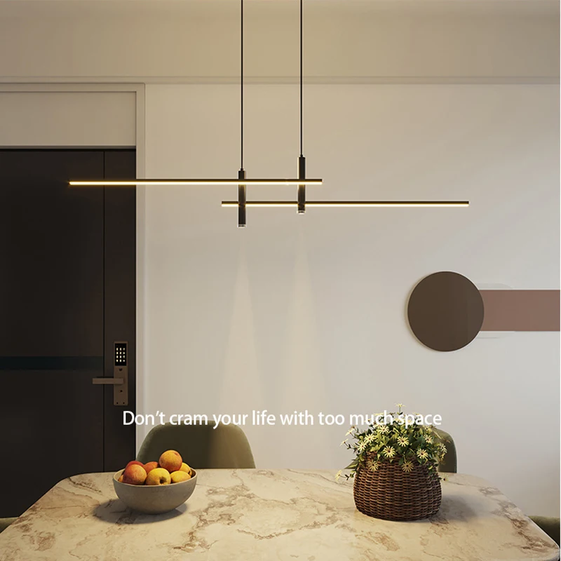 

Modern Restaurant Chandelier LED Chandelier Bar Taipei Interior Decor Minimal Long Strip Lighting Design Hanging Lamp Lighting