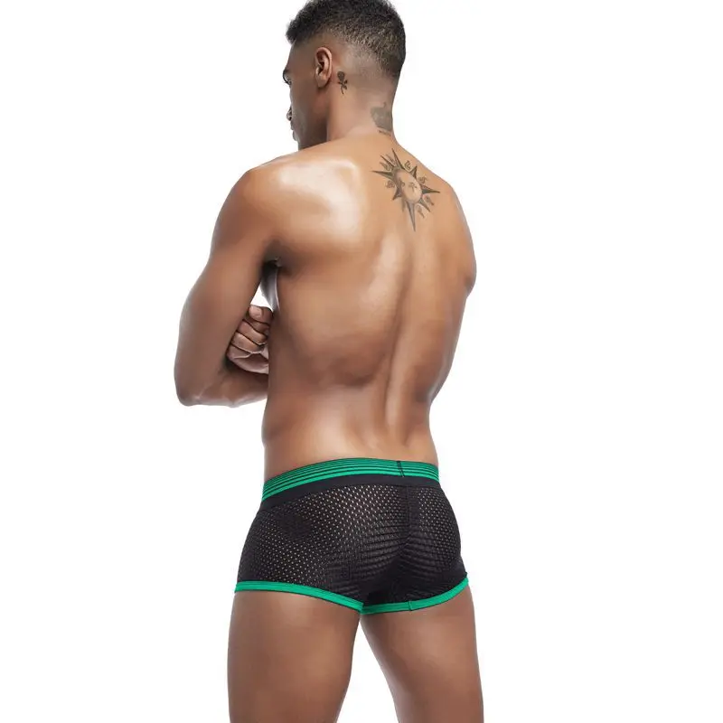 Мужские трусы-боксеры AIIOU черные сетчатые Прозрачные шорты удобное нижнее белье