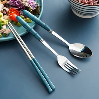 portable tableware set chopsticks spoon fork storage box stainless steel chopsticks spoon single travel three piece set