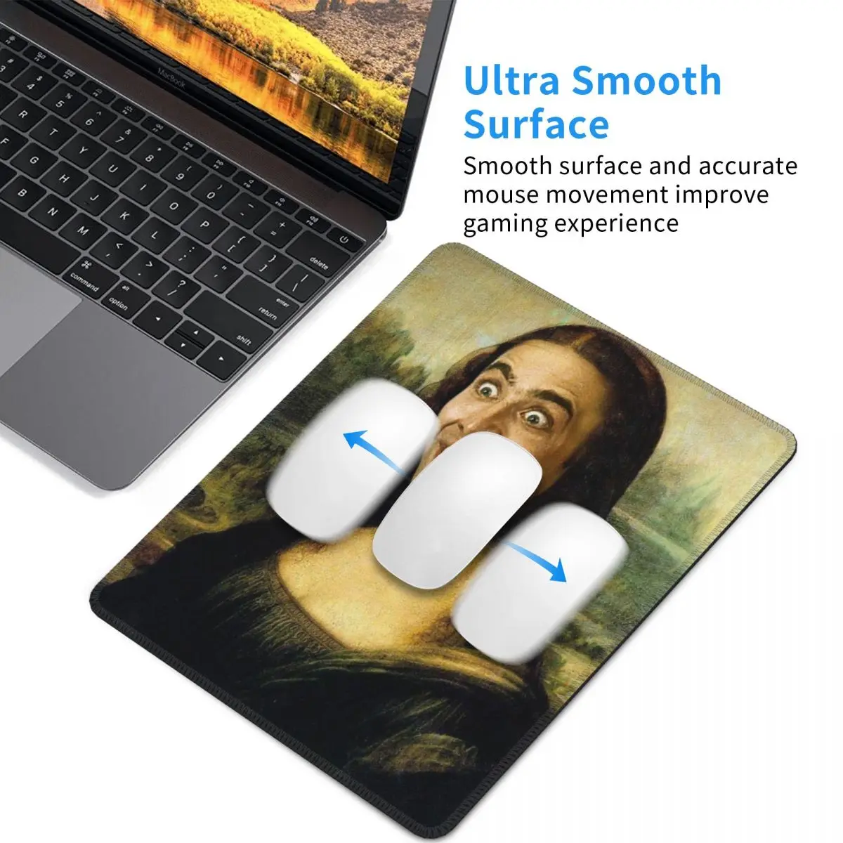 Коврик для мыши с забавным мемом Николаса Кейджа Моны Лизы водонепроницаемый