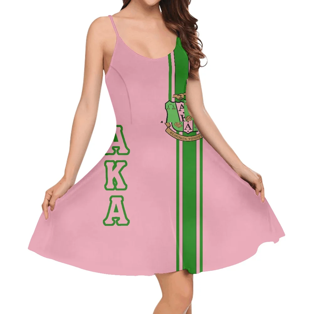 

Женское платье-миди без рукавов, розовое платье на бретельках, с принтом в виде татуировок, В Гавайском и полинезийском стиле, Alpha Kappa Alpha Sorority