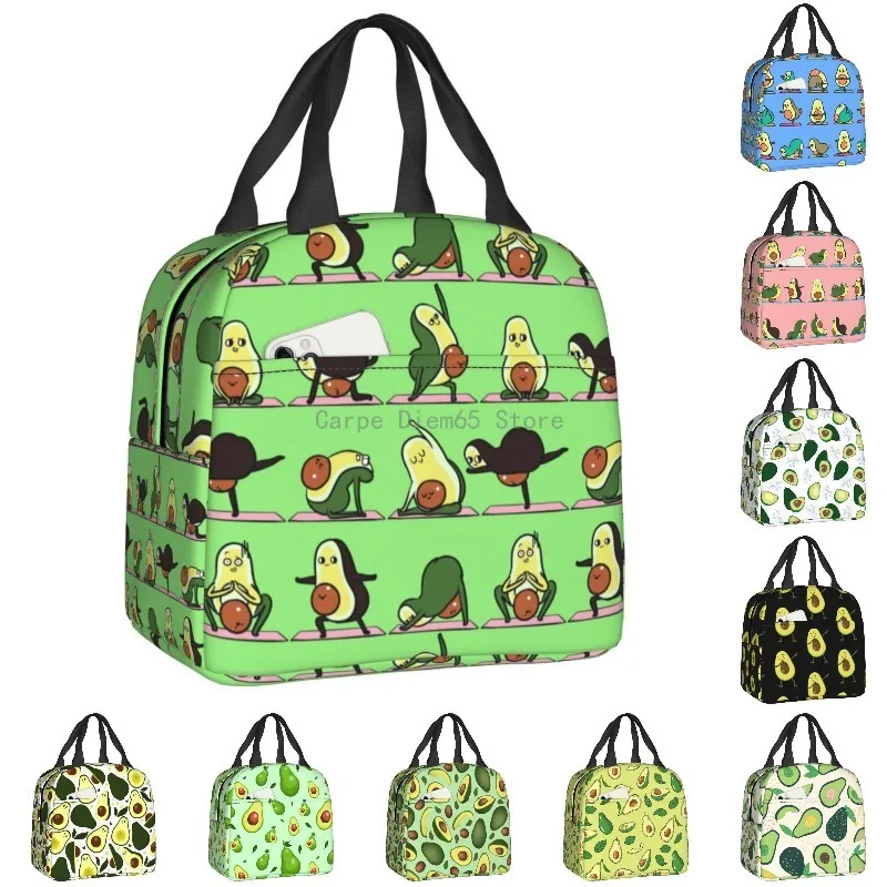 

Funny Fruit Vegan Avocado Yoga Lunch Bag for Women Resuable Insulated Thermal Cooler Food Lunch Box School Work Picnic Bags