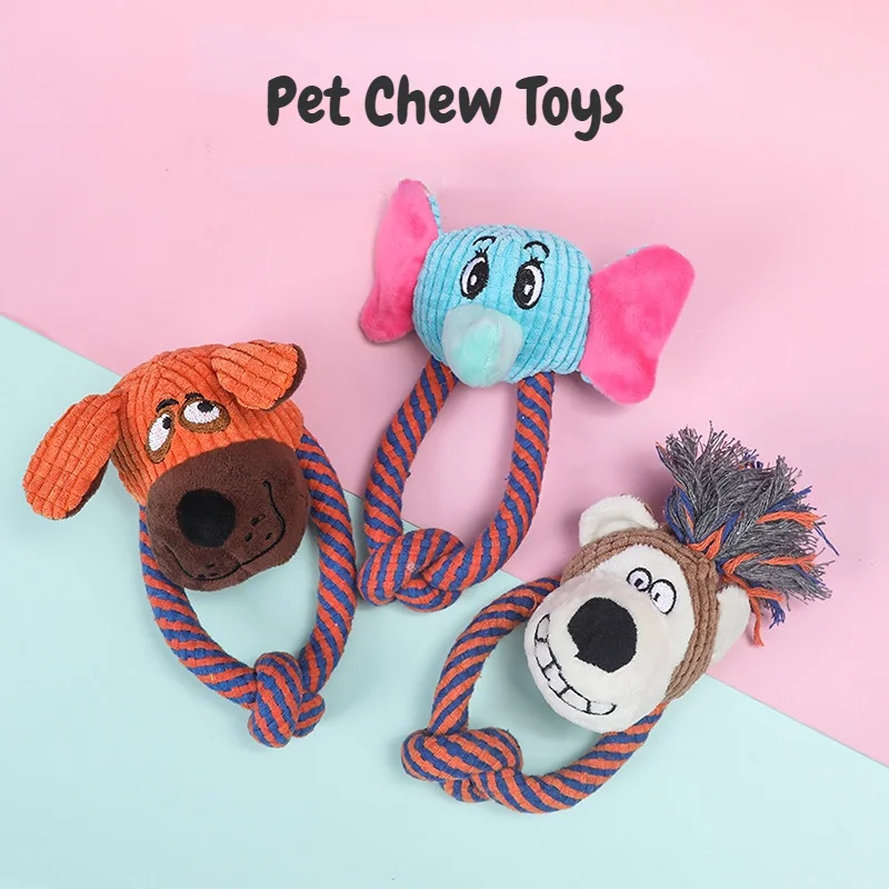 

Pet Chewing Animals Toy Monkey Shaped Dog Bite Corduroy Plush Teething Toy Squeaky Rope Toy Pet Training Supplies Puppy Teething