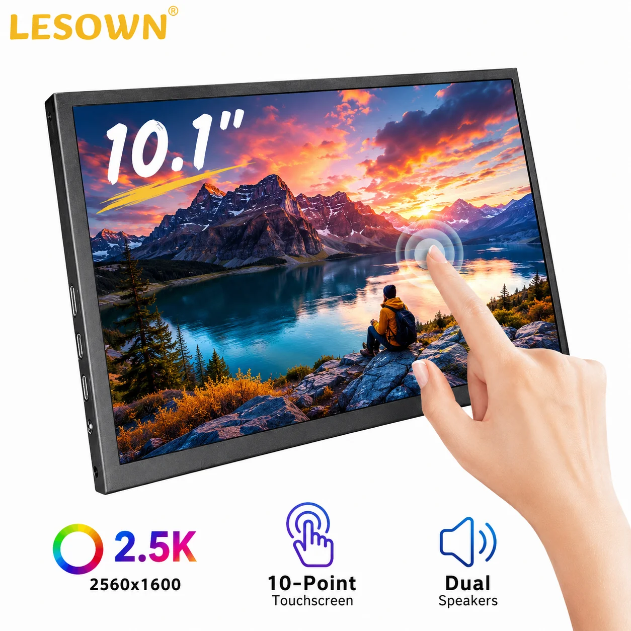 Фото Промышленный HMI-монитор LESOWN 10.1 дюйма, 2560x1600 2K, 16:10, корпус из алюминиевого сплава, крепление VESA, для использования на производстве №1
