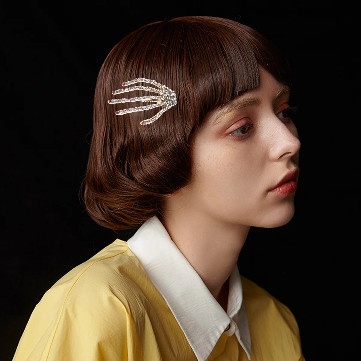 

Rhinestone Hand Hair Clip Hairpin Punk Horror Hair Barrette Sparkle Hair Slides Claws for Girl