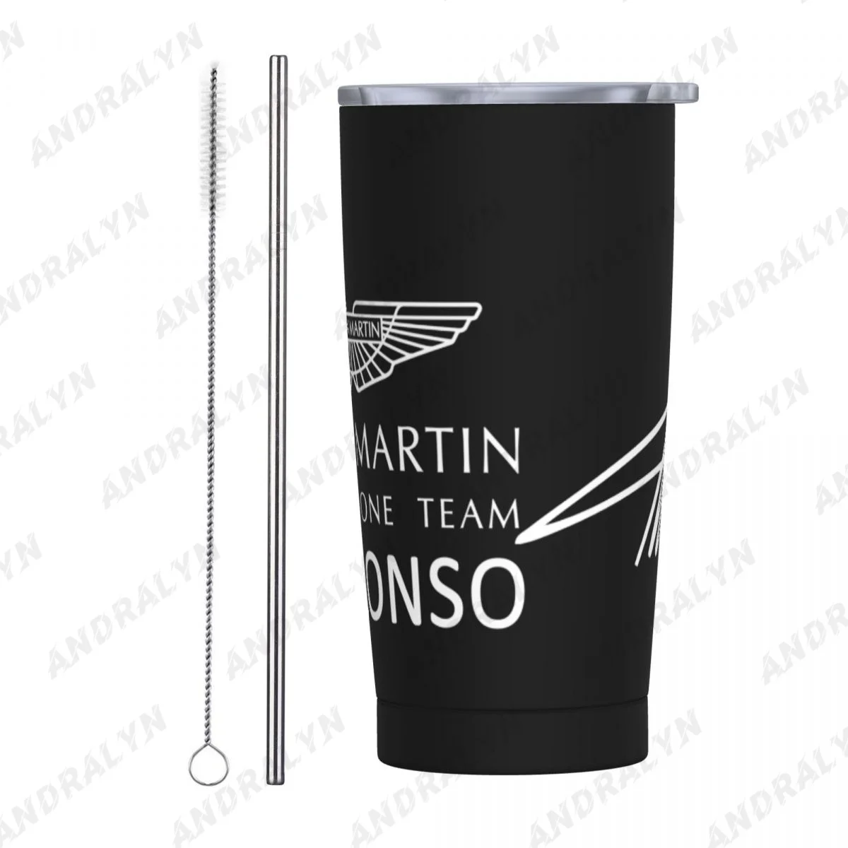 

Fernando Alonso Aston Martin 14 F1 2023 Stainless Steel Coffee Cup Thermal Mug Cafe Non-slip Travel Car Insulated Bottle