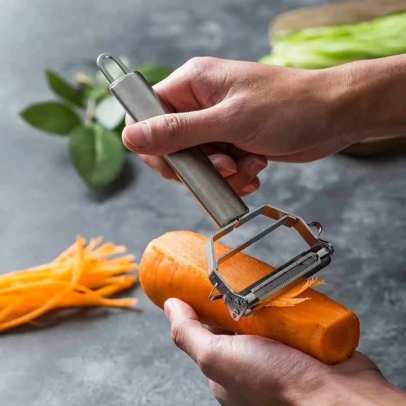 

2 In 1 Stainless Steel Vegetable Fruit Peeler Grater Carrot Potato Melon Slicer Multi-purpose Onion Shredder Home Kitchen Gadget