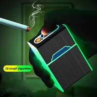 new usb cigarette case lighter metal portable fluorescent windproof waterproof 20 cigarette case lighter men and women gift