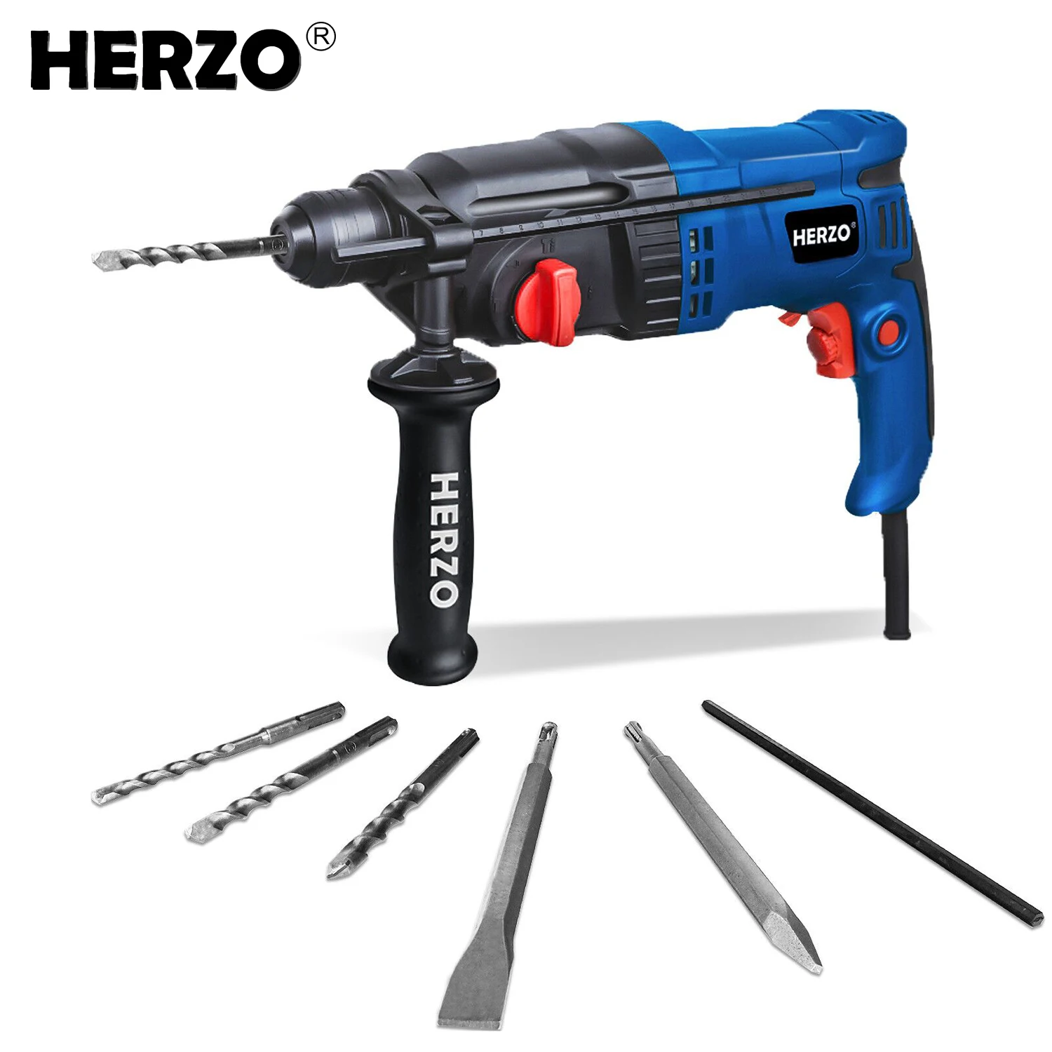 

HERZO 220V 800W Electric Rotary Hammer 26MM SDS-PLUS 3 Fuctions Corded Drilling Machine Metal Concrete Breaker HRD26E