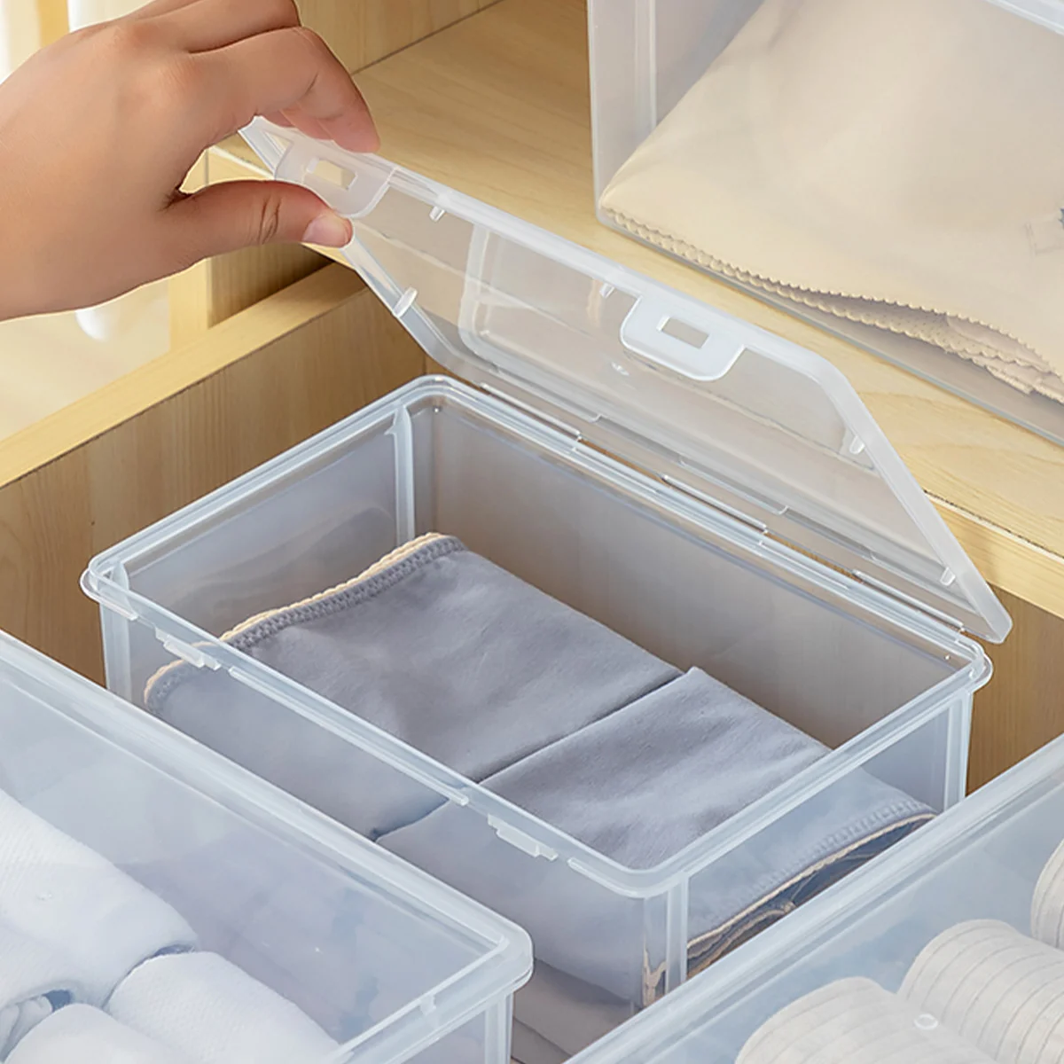 WORTHBUY Органайзер для одежды в шкафу Прозрачный пластиковый ящик хранения нижнего