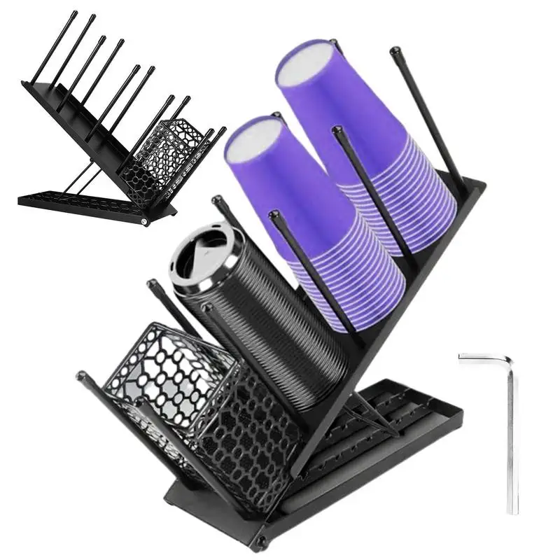 

Держатель для крышки кофейной чашки с несколькими отделениями, держатель для бумажных стаканчиков для кофе и напитков, водонепроницаемый регулируемый металлический держатель для чашек, инструмент для хранения