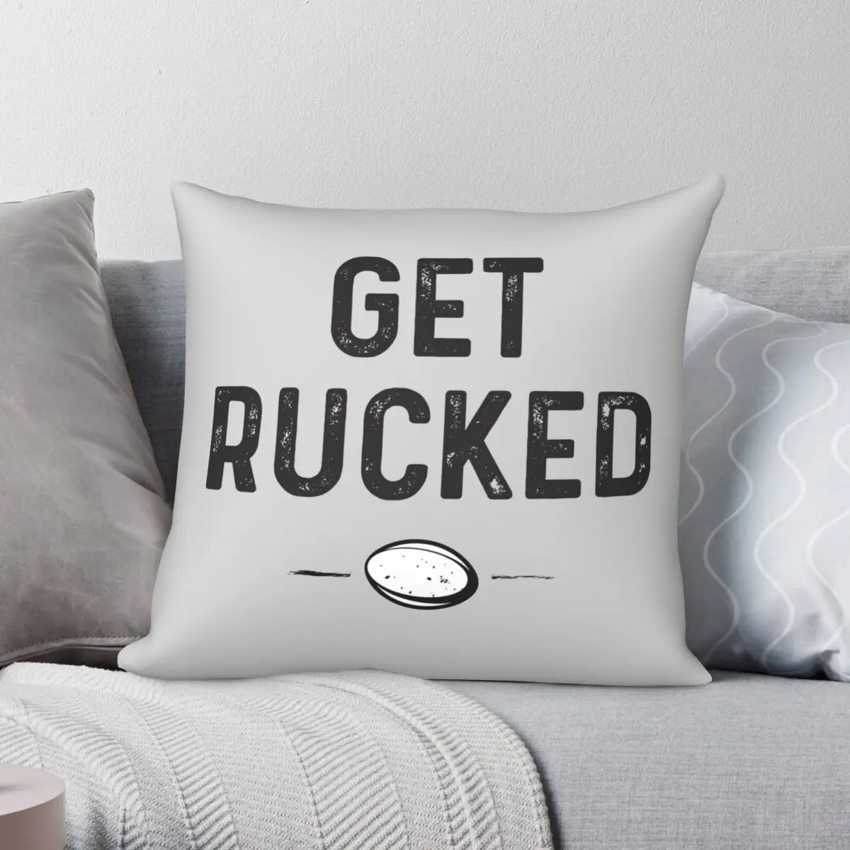 

Get Rucked Rugby Pillowcase Polyester Linen Velvet Pattern Zip Decor Pillow Case Bed Cushion Cover