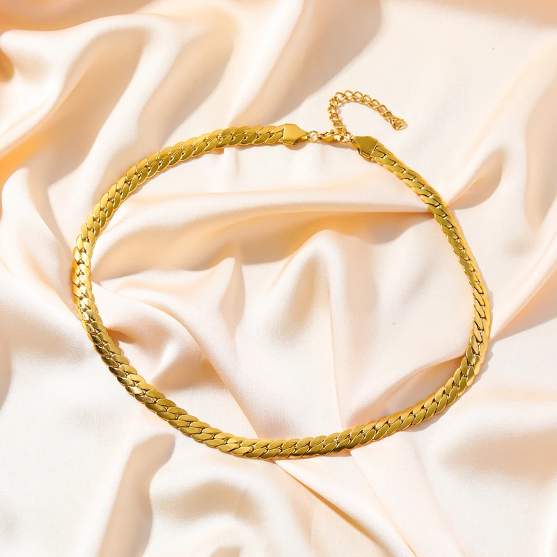 GANEMLY 316L плоская цепь из нержавеющей стали ожерелье браслет набор для женщин Мода