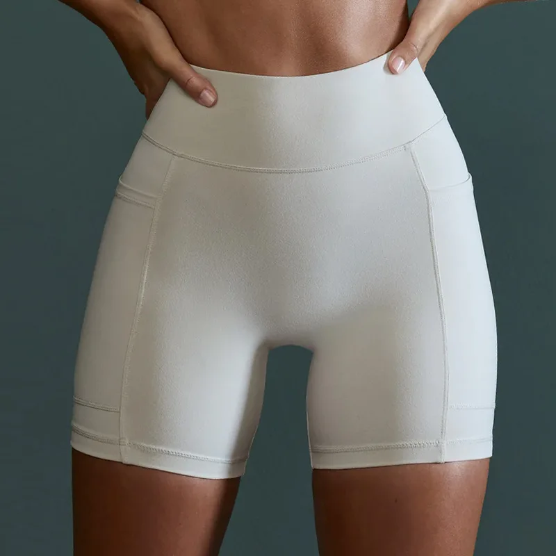 Gym Jogging Running Shorts Yoga Shorts Women High Waist Lifting Push Up Tight Sports Pocket Fitness Yoga Short Pant