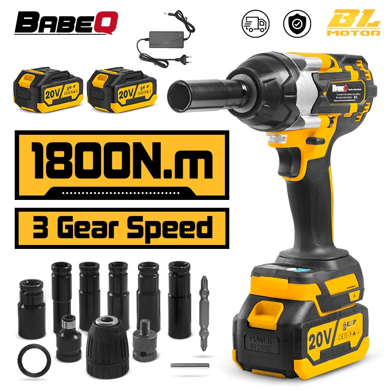 BABEQ 1800N.M Cordless Brushless Electric Wrench 1/2 inch Im