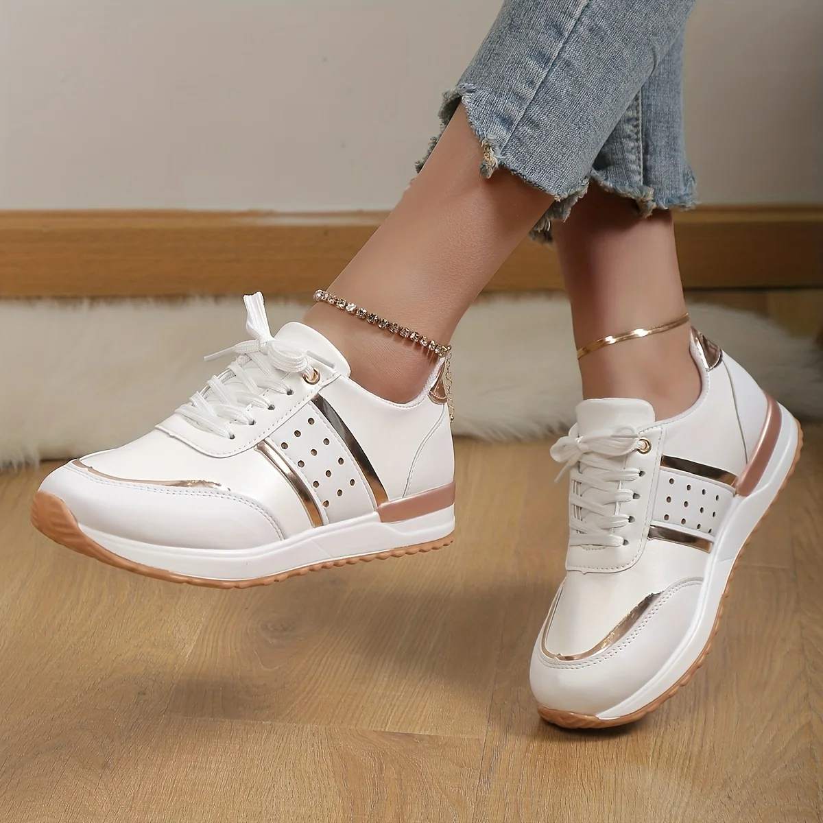 

Women's Breathable Colorblock Sneakers, Comfortable Low Top Lace Up Shoes, Women's Fashion Shoes