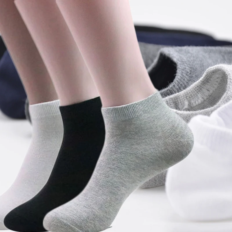 

5Pairs Men's Socks Breathable Sports Socks Solid Color Cotton Boat Socks Comfort Cotton Ankle Socks Men White Black Grey Sock