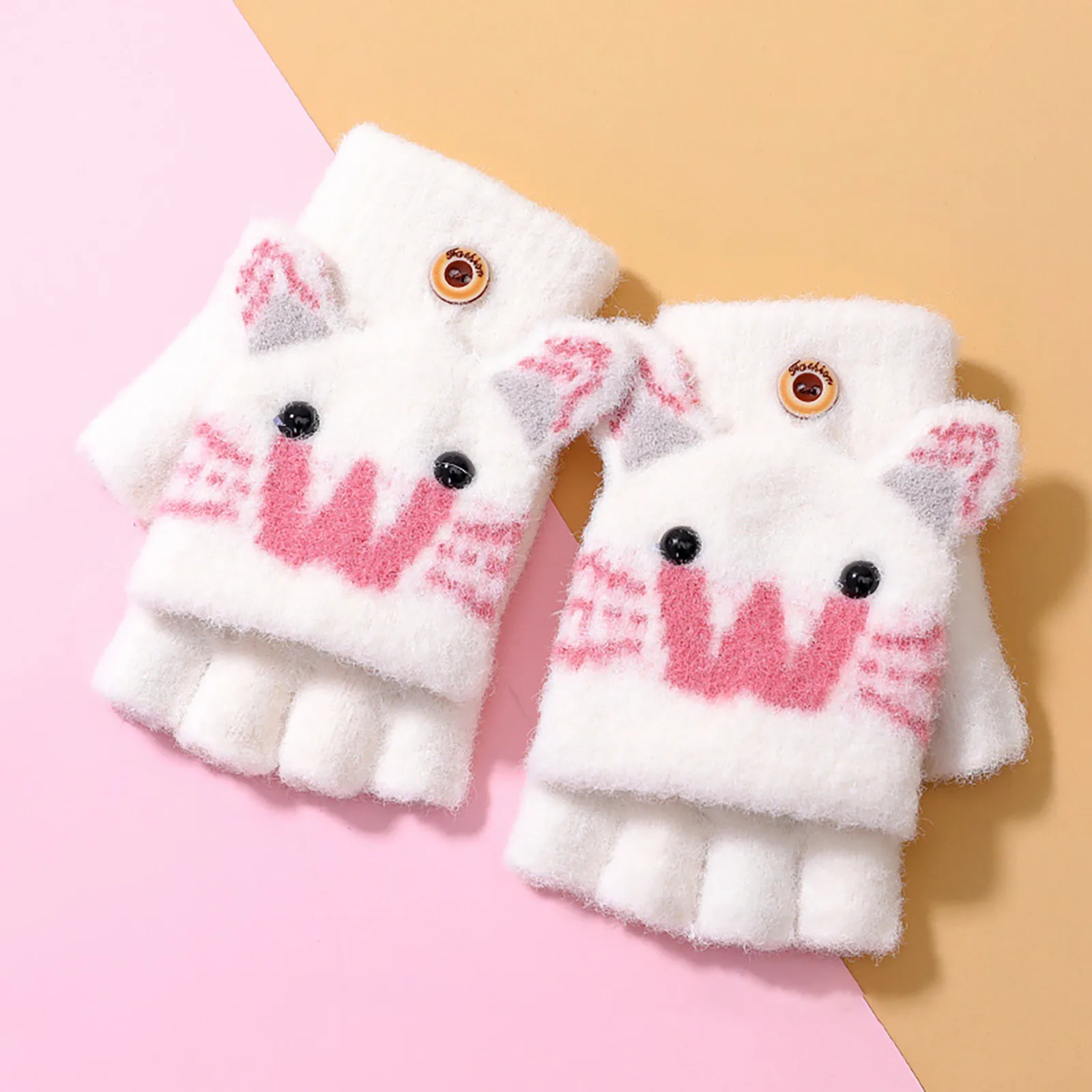 

Snowboarding Gear Fingerless Top Knit Cartoon 2-15 With Mitten Boys Cover Wool Kids Winter Flip Yrs For Girls 5t Snow Suit