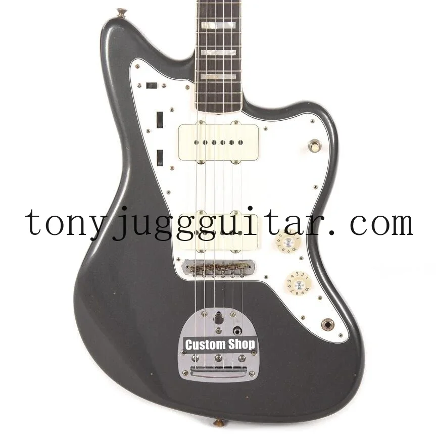 

1959 Jazzmaster Journeyman Metallic Silver Electric Guitar Wide Lollar Pickups, Alder Body, Amber Switch Cap, Vintage Tuners