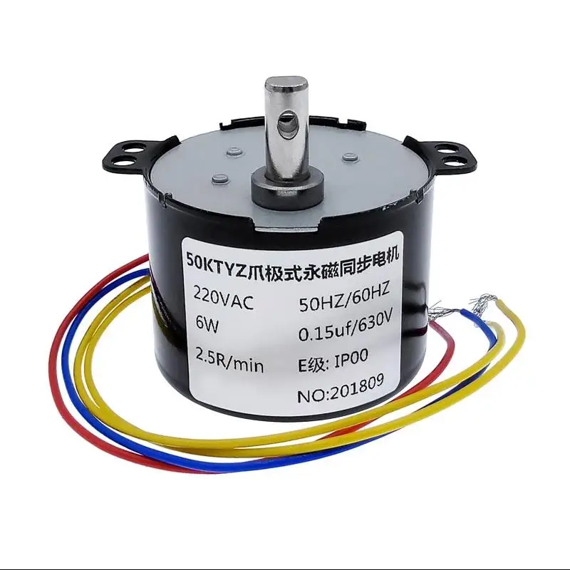 6W 50KTYZ AC Motor Permanent Magnet Synchronous Motor 220V Speed Reducer Motor with Bracket Speed Micro Motor 1RPM 5RPM 30RPM