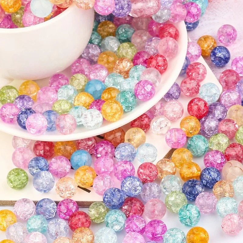 

10mm Cracked Crystal Glass Beads Mixed Round Spacer Glitter Beads for Jewelry Making Women Diy Bracelet Accessories