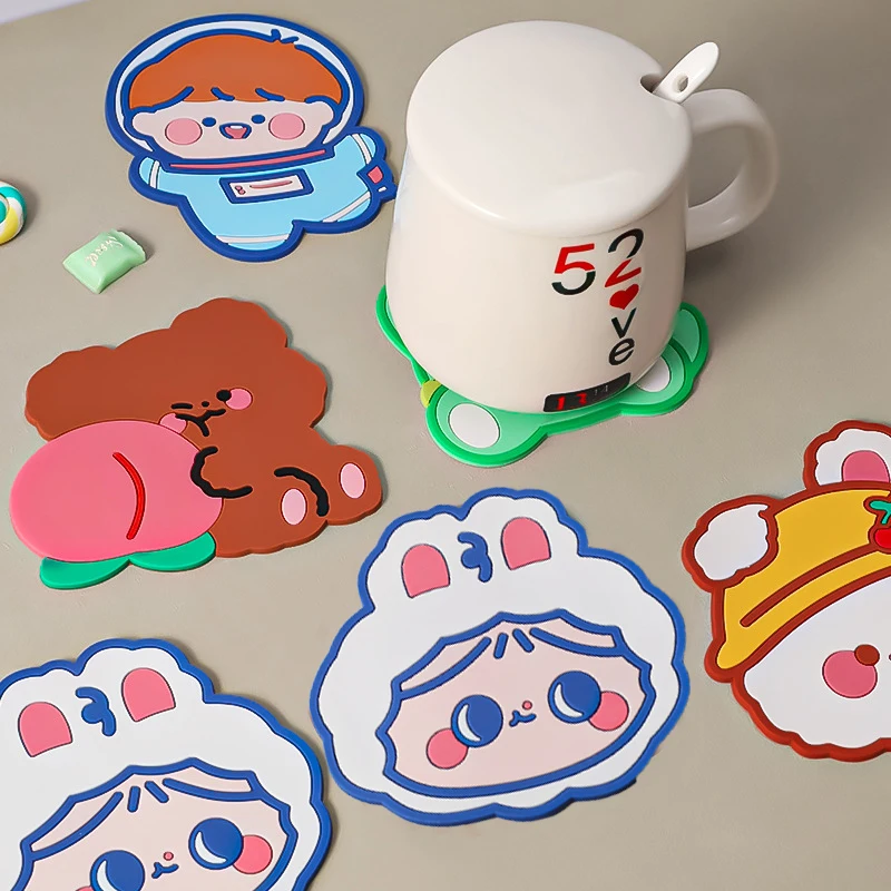 

Cartoon 1 PC Silicone Dining Table Placemat Coaster Kitchen Accessories Mat Cup Bar Mug Cartoon Animal Anti-skid Drink Pads