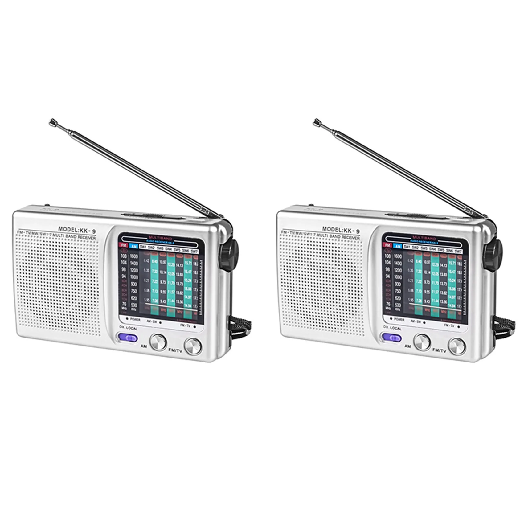 

2X AM/FM/SW Portable Radio Operated for Indoor, Outdoor & Emergency Use Radio with Speaker & Headphone Jack,Silver