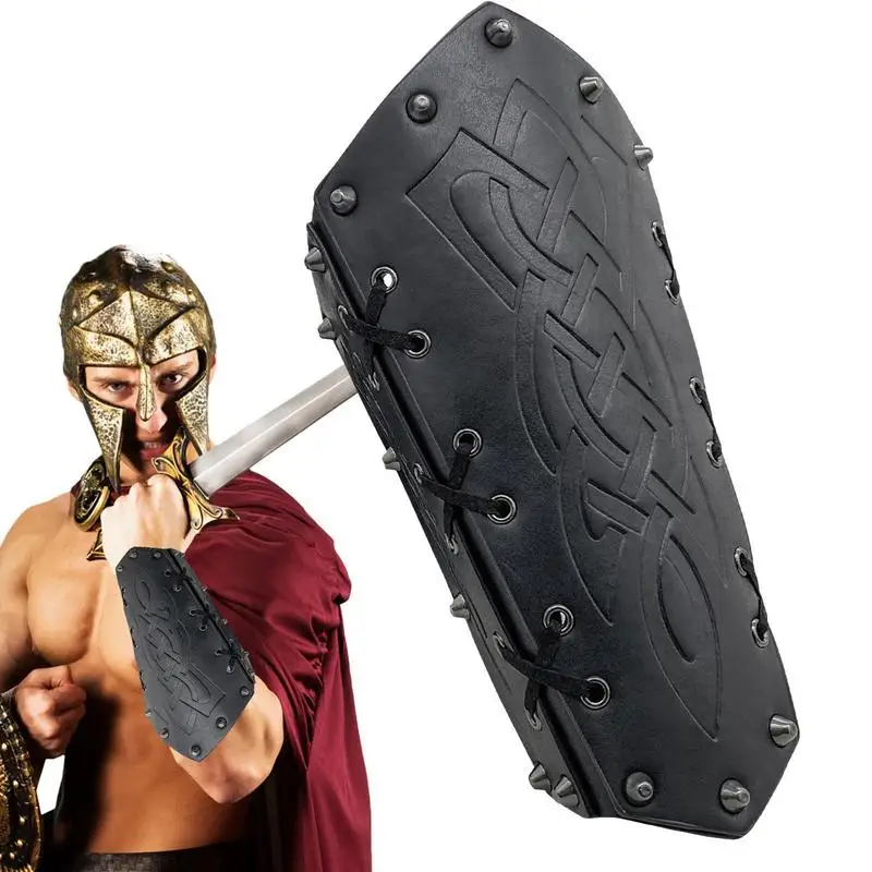 

Medieval Wristband Retro Knight Arm Guards Gauntlets PU Leather Stage Costume Props For Fantasy Events Comic Conventions Cosplay