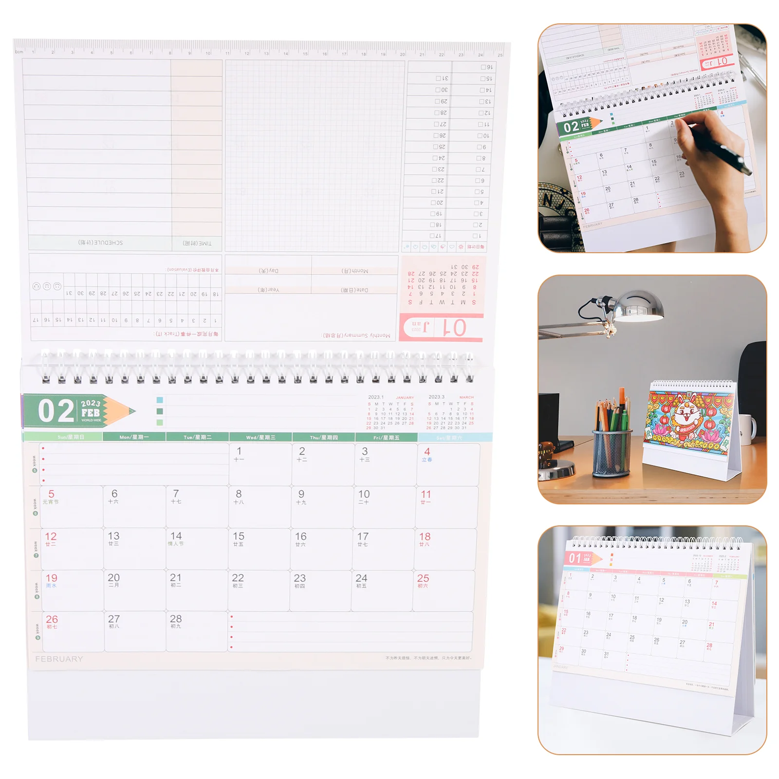 

Calendar Desk Planner Monthly Tabletop Desktop Standing Schedule Office Agenda Planning Memo Daily Academic Gift Off Chinese