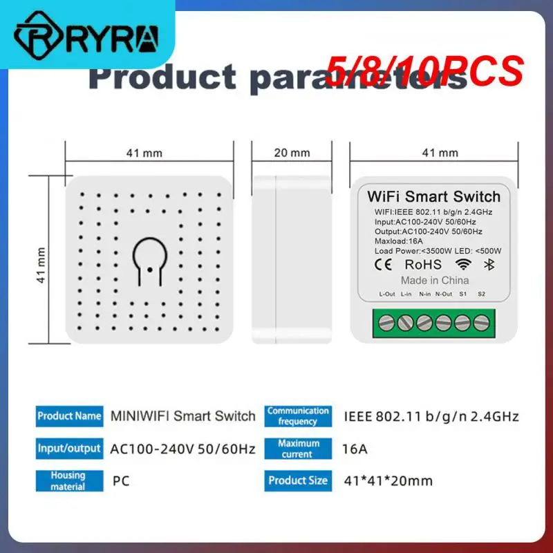 

5/8/10PCS 16a Smart Home Automation Smart Breaker 2-way Control Breaker Timing Function Mini Switch Module Smart Home Mini
